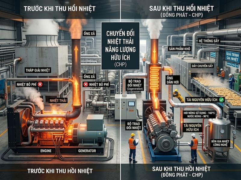 Công nghệ đồng phát tạo điện và nhiệt hữu ích từ cùng một nguồn nhiên liệu