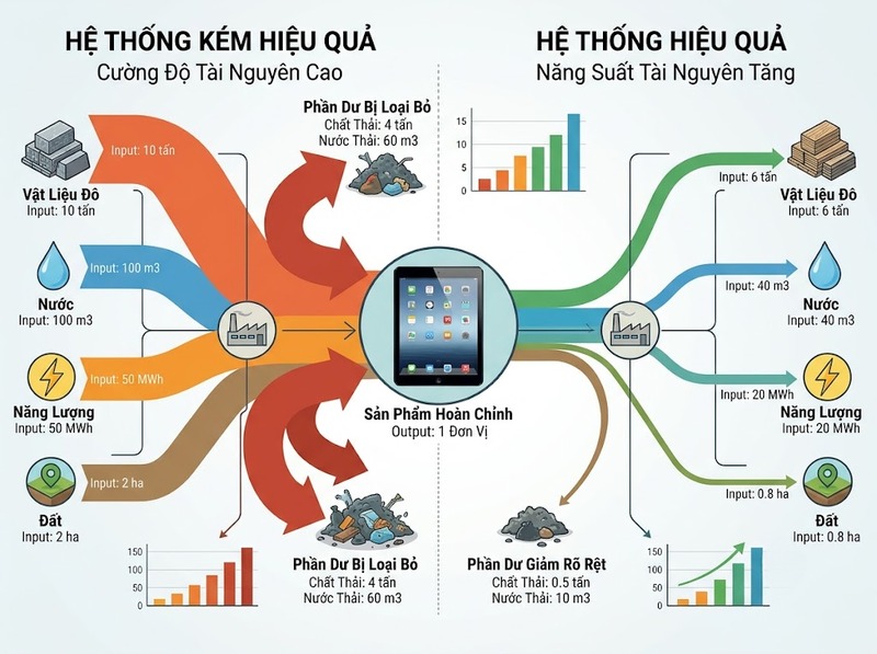 Công nghệ sử dụng tài nguyên hiệu quả giảm đầu vào và thất thoát bằng cách nào?