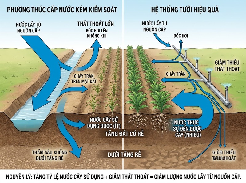 Công nghệ tưới tiết kiệm nước đưa nước đúng vị trí, thời điểm và nhu cầu