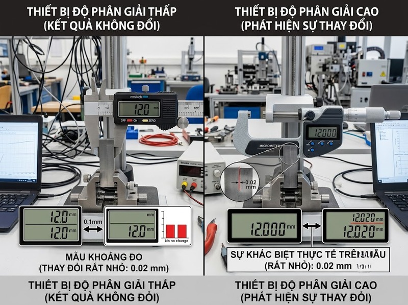 Độ phân giải thiết bị đo quyết định mức thay đổi nhỏ nhất có thể nhận biết