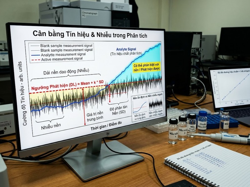 Giới hạn phát hiện xác định mức tín hiệu thấp nhất phân biệt được với nền