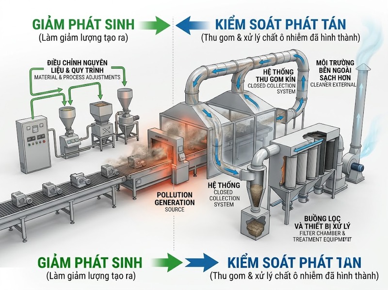 Kiểm soát phát tán ô nhiễm khác giảm phát sinh ở điểm can thiệp thế nào?