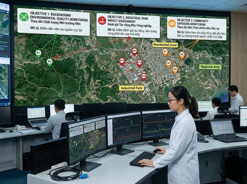Lựa chọn vị trí quan trắc môi trường dựa trên nguồn tác động và không gian