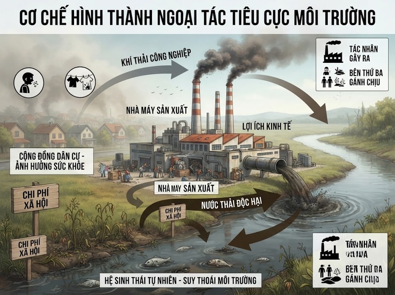 Ngoại tác tiêu cực môi trường xuất hiện khi chi phí bị chuyển sang người khác