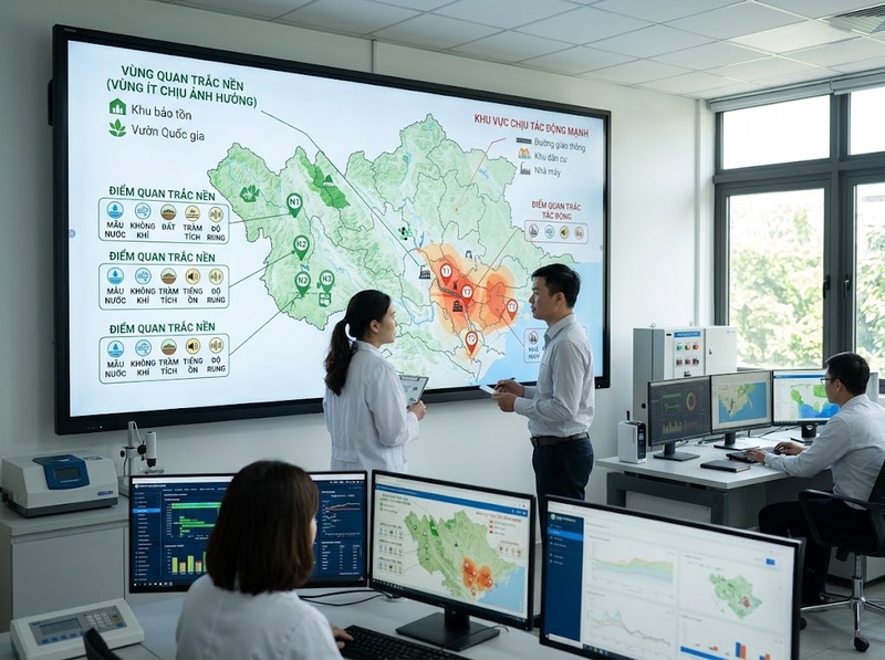 Quan trắc nền môi trường tạo cơ sở so sánh trước khi xuất hiện nguồn tác động