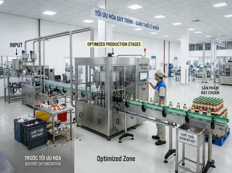Sản xuất sạch hơn giảm chất thải bằng cải tiến nguyên liệu, quy trình và quản lý