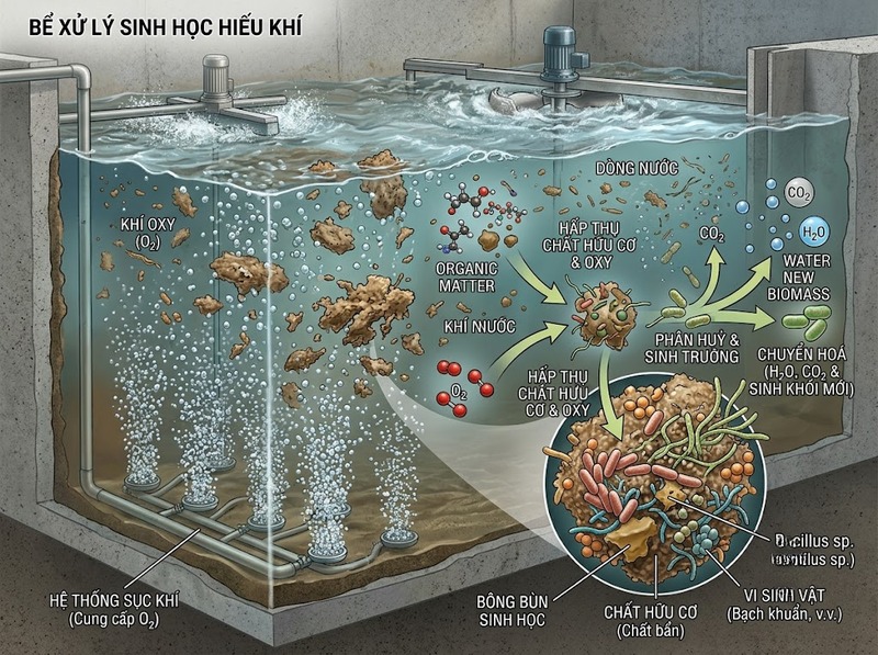 Xử lý chất thải bằng phương pháp sinh học dùng vi sinh vật phân hủy chất thế nào?